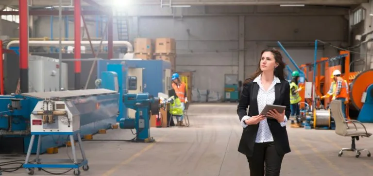 Global Surveys auditor checking production firm