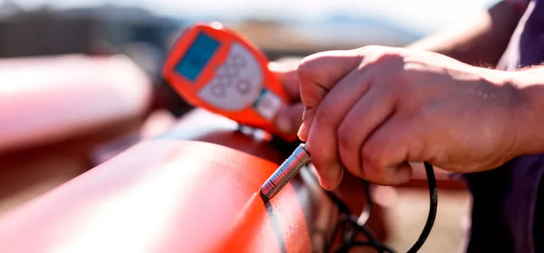 Non destructive testing by Global Surveys including UT PT MT VT weld inspection material checks and NDT reports