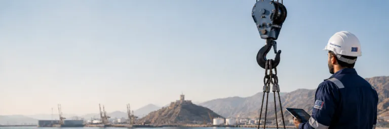 Global Surveys LEEA Full Member Oman lifting equipment inspection professional at industrial port